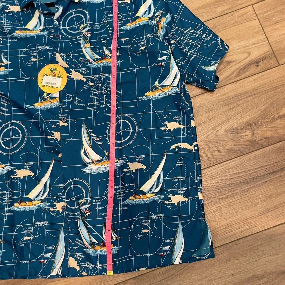 Blue Nautical Print Men's Shirt by pineapple size XXL - Picture 5 of 6